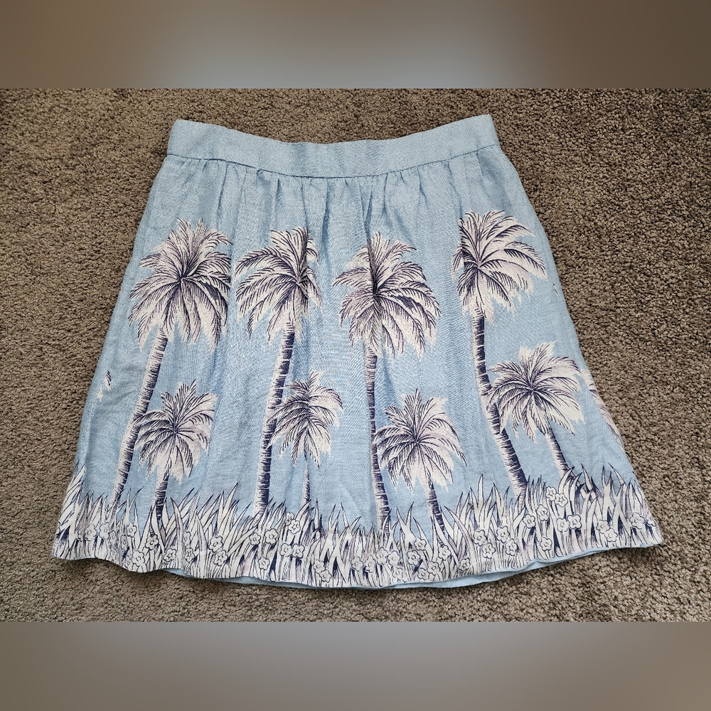 J. Crew Light Palmtree Linen Skirt
